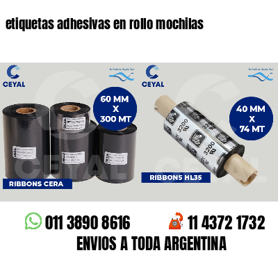 etiquetas adhesivas en rollo mochilas