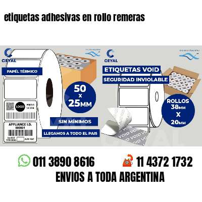 etiquetas adhesivas en rollo remeras