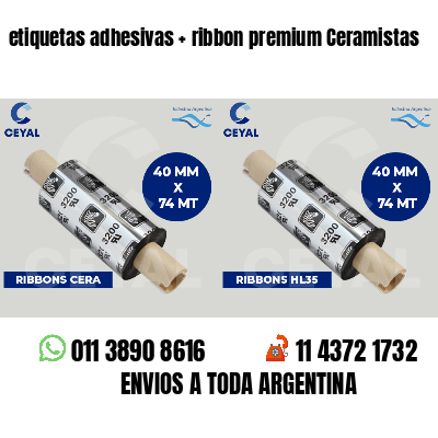 etiquetas adhesivas   ribbon premium Ceramistas
