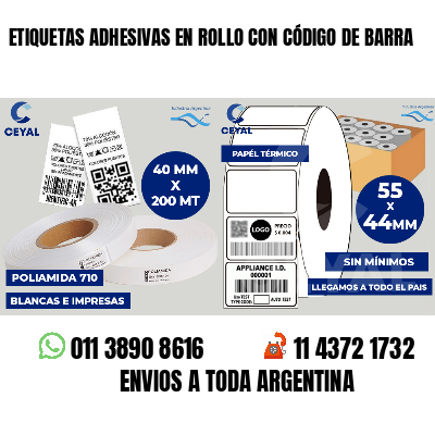 ETIQUETAS ADHESIVAS EN ROLLO CON CÓDIGO DE BARRA