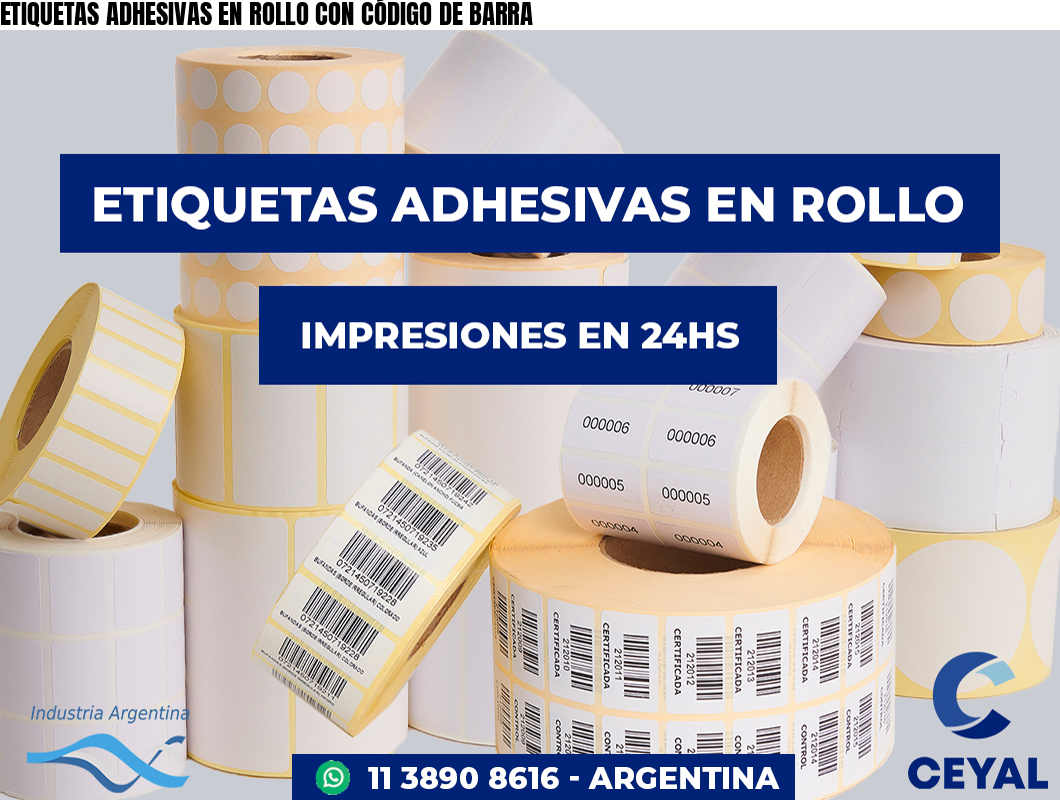 ETIQUETAS ADHESIVAS EN ROLLO CON CÓDIGO DE BARRA