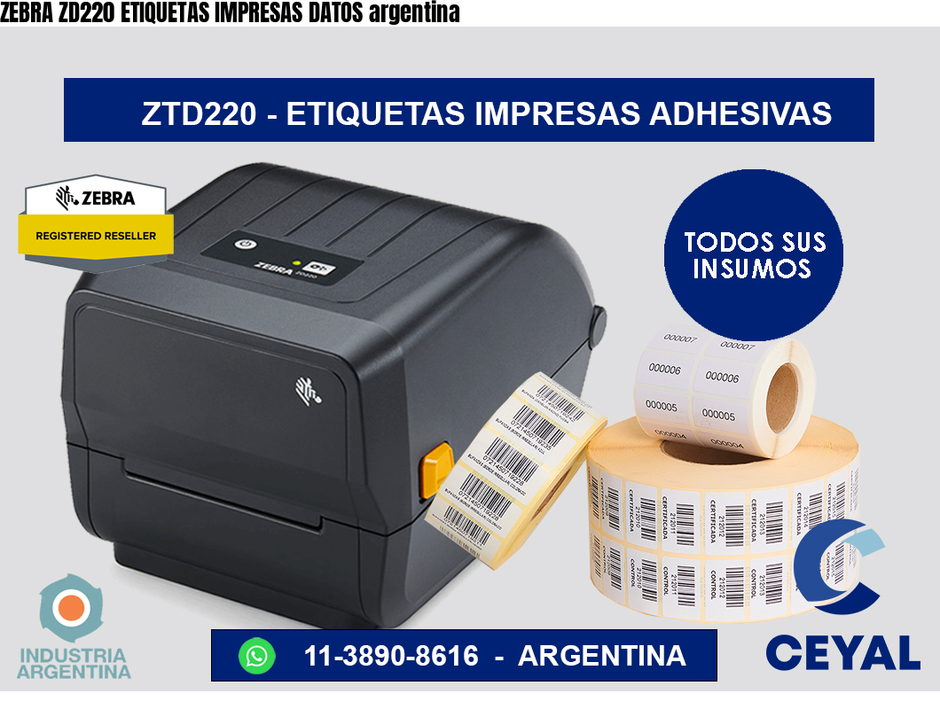 ZEBRA ZD220 ETIQUETAS IMPRESAS DATOS argentina