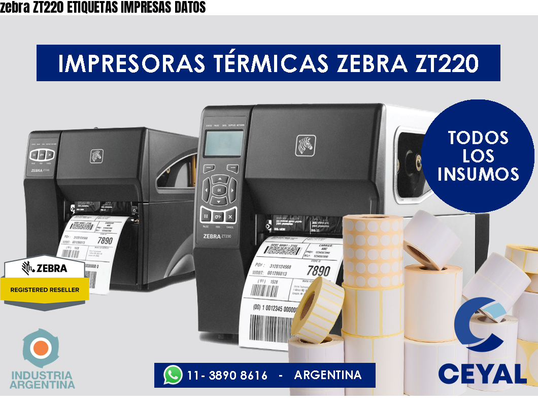 zebra ZT220 ETIQUETAS IMPRESAS DATOS