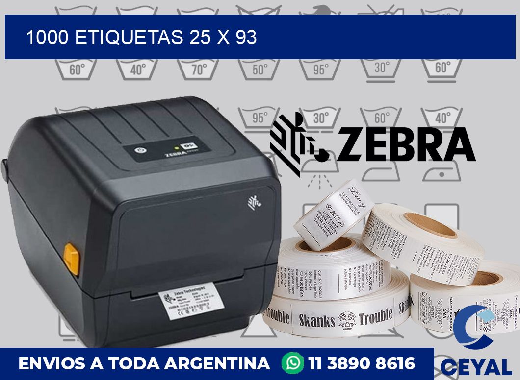 1000 etiquetas 25 x 93