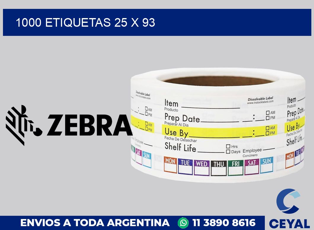 1000 etiquetas 25 x 93