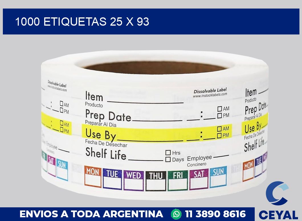 1000 etiquetas 25 x 93