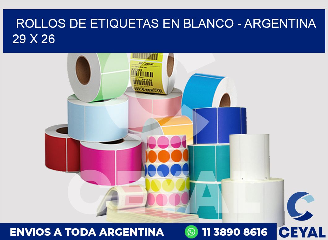 Rollos de etiquetas en blanco - Argentina 29 x 26