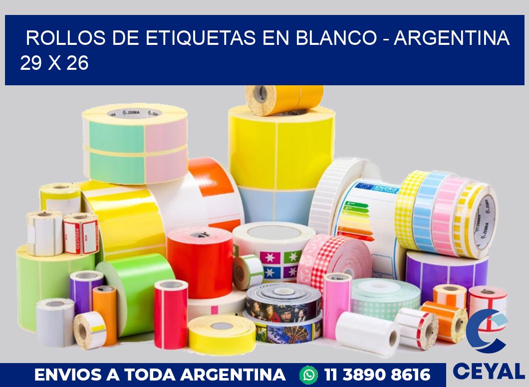 Rollos de etiquetas en blanco – Argentina 29 x 26
