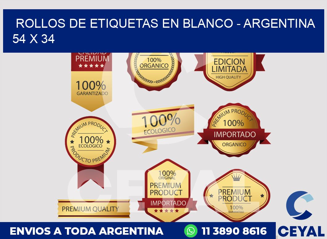 Rollos de etiquetas en blanco - Argentina 54 x 34