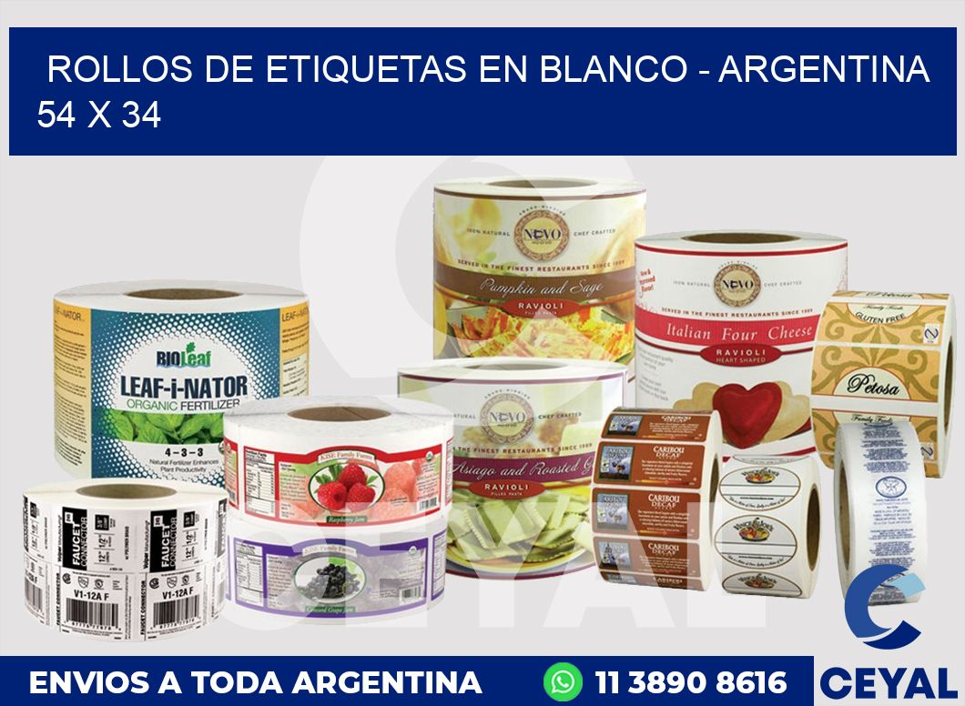 Rollos de etiquetas en blanco – Argentina 54 x 34