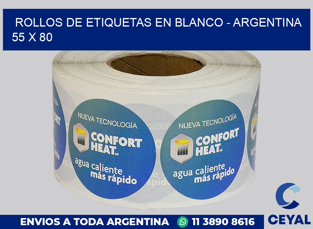 Rollos de etiquetas en blanco – Argentina 55 x 80