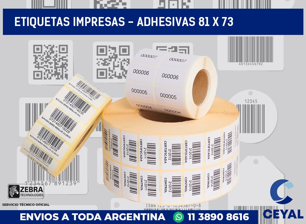 etiquetas impresas – Adhesivas 81 x 73
