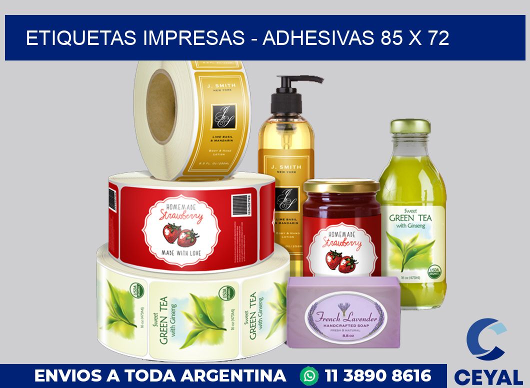 etiquetas impresas – Adhesivas 85 x 72