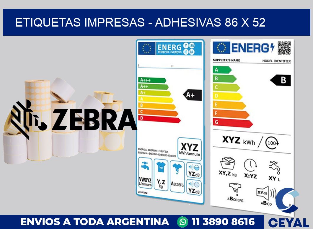 etiquetas impresas - Adhesivas 86 x 52