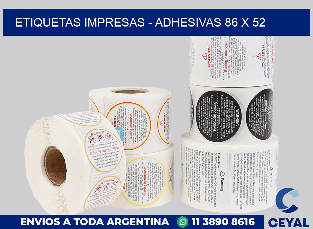 etiquetas impresas – Adhesivas 86 x 52