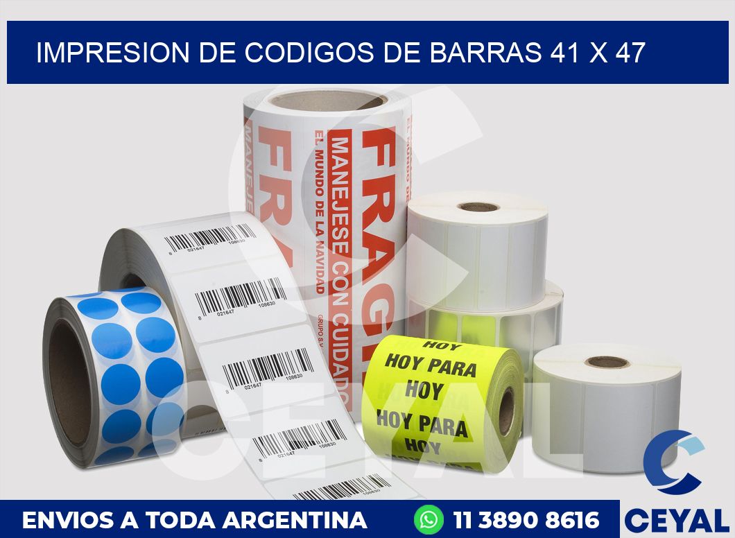 impresion de codigos de barras 41 x 47