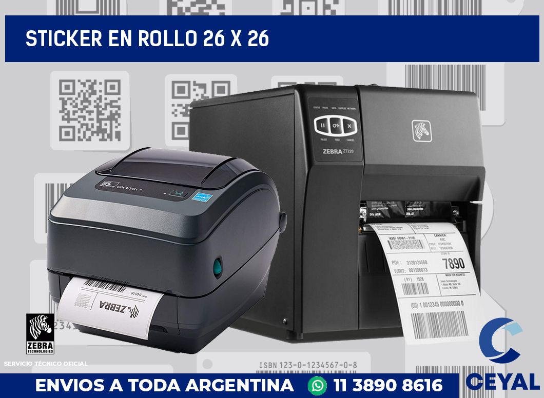 sticker en rollo 26 x 26