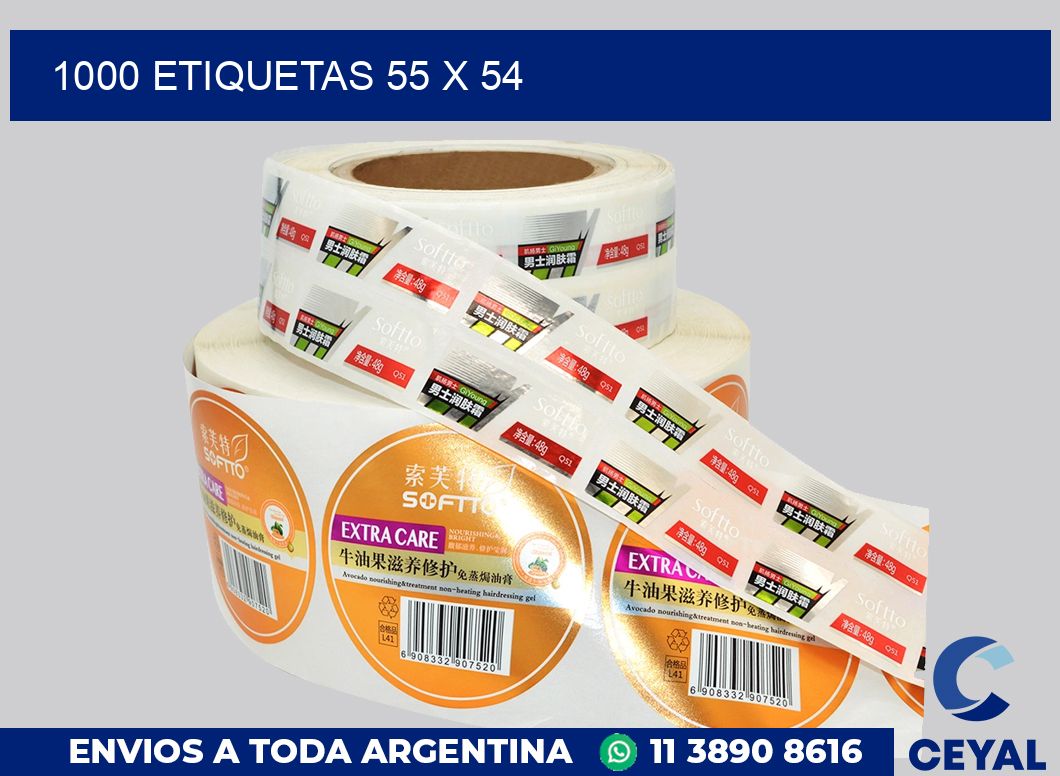 1000 etiquetas 55 x 54