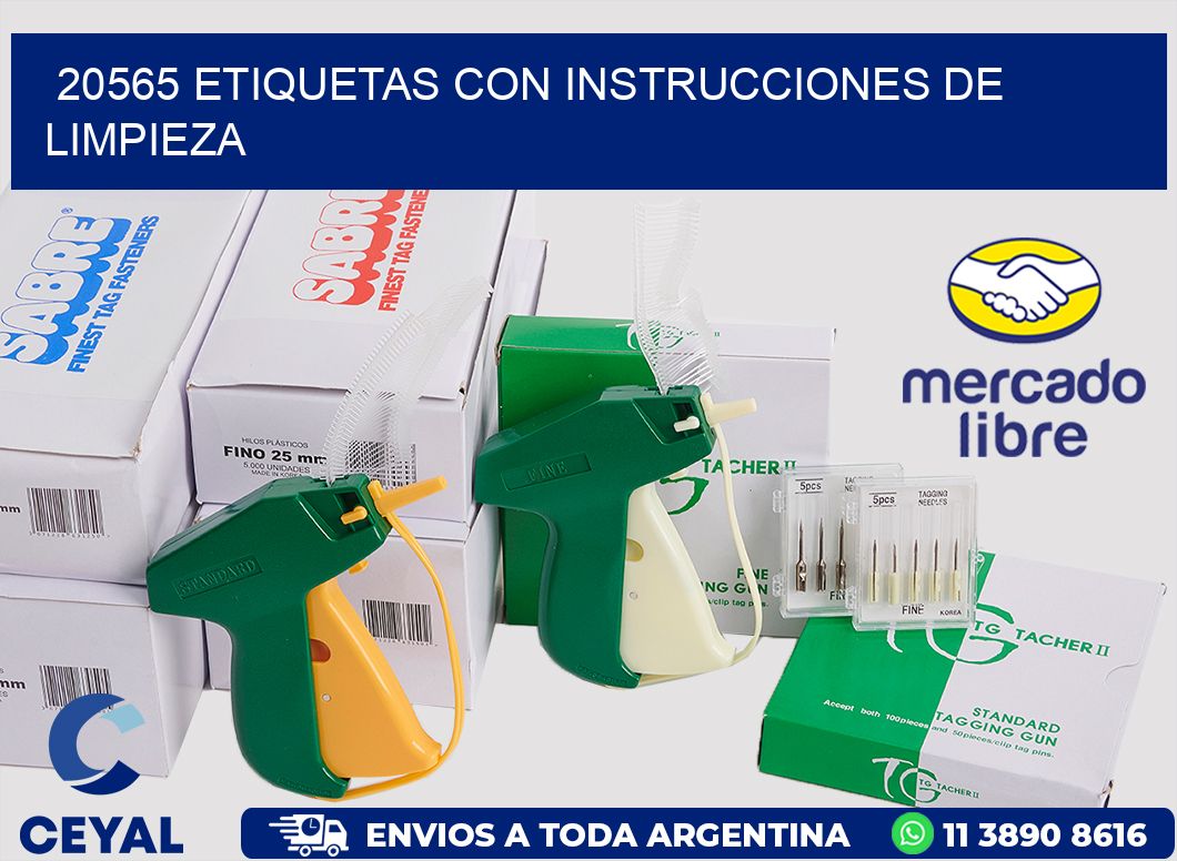 20565 Etiquetas con instrucciones de Limpieza