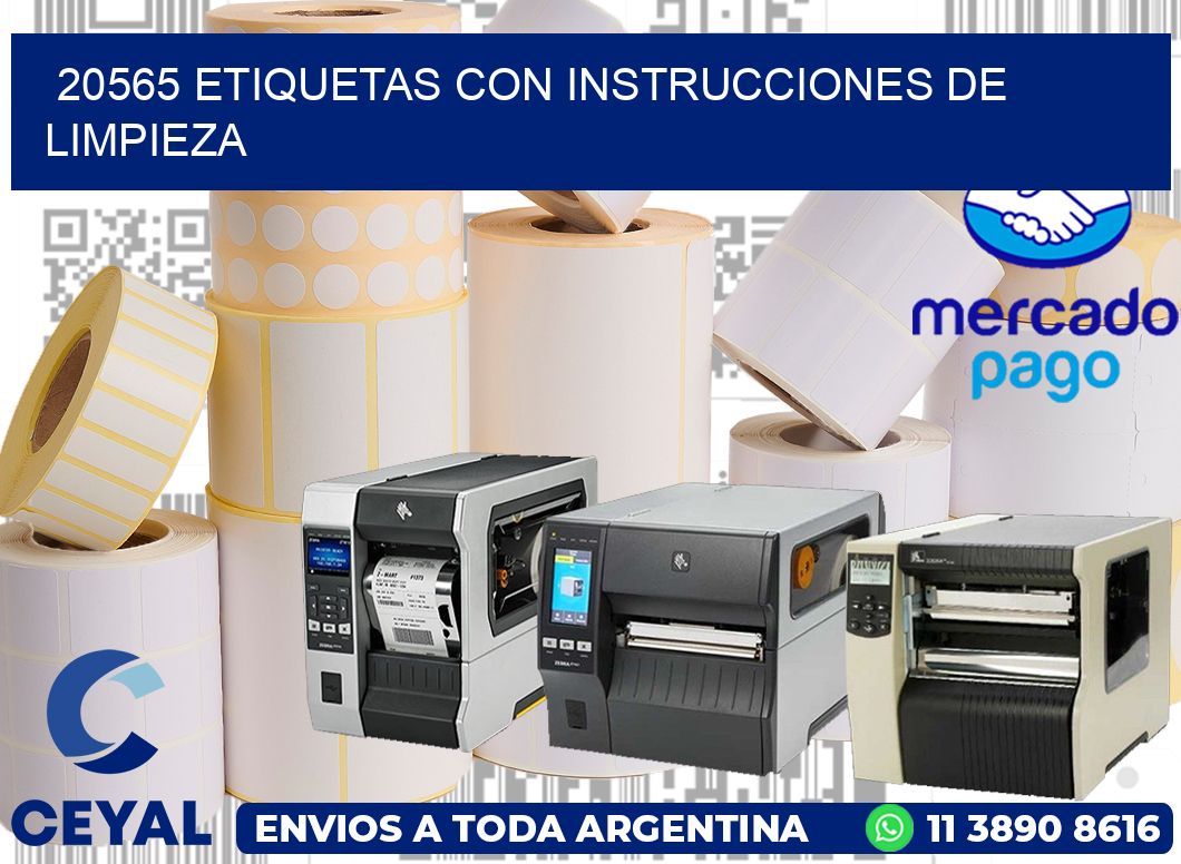 20565 Etiquetas con instrucciones de Limpieza