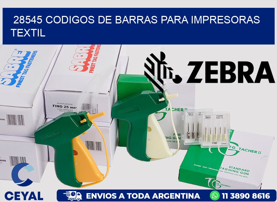 28545 codigos de barras para impresoras textil