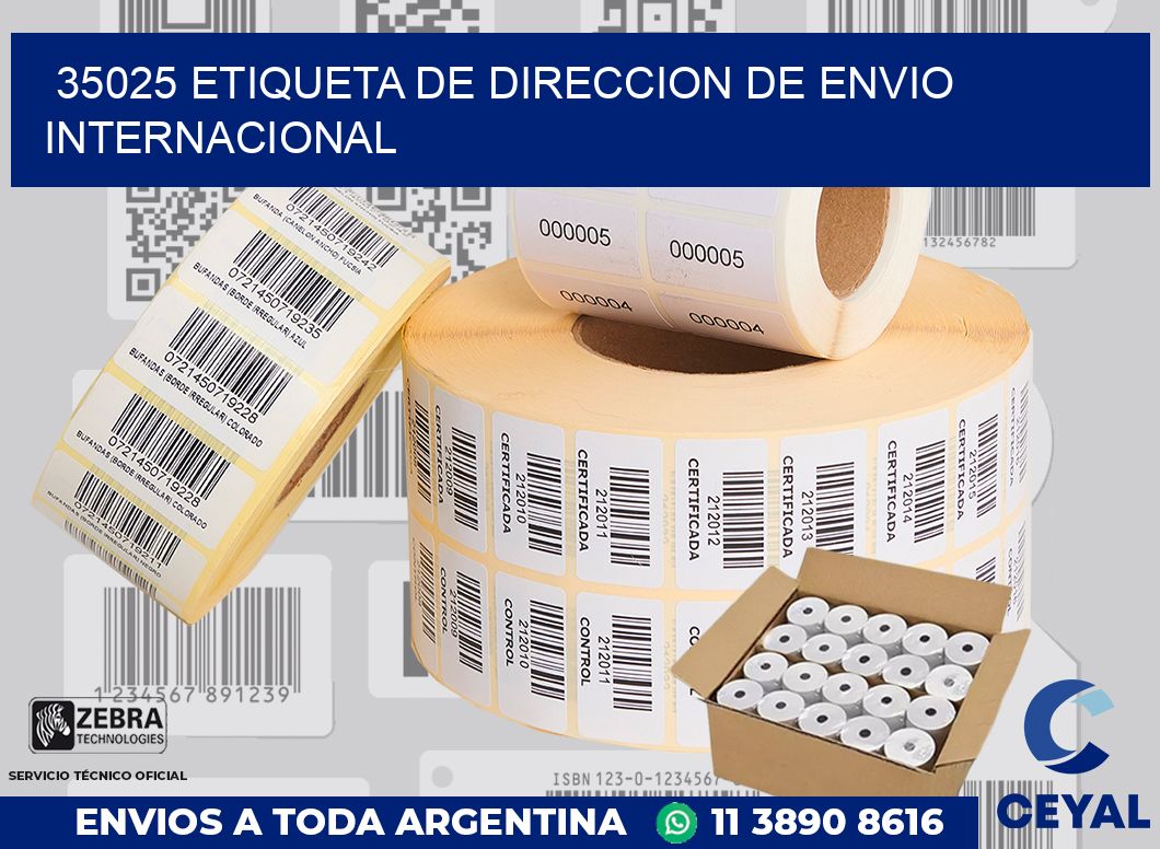 35025 Etiqueta de direccion de envio internacional