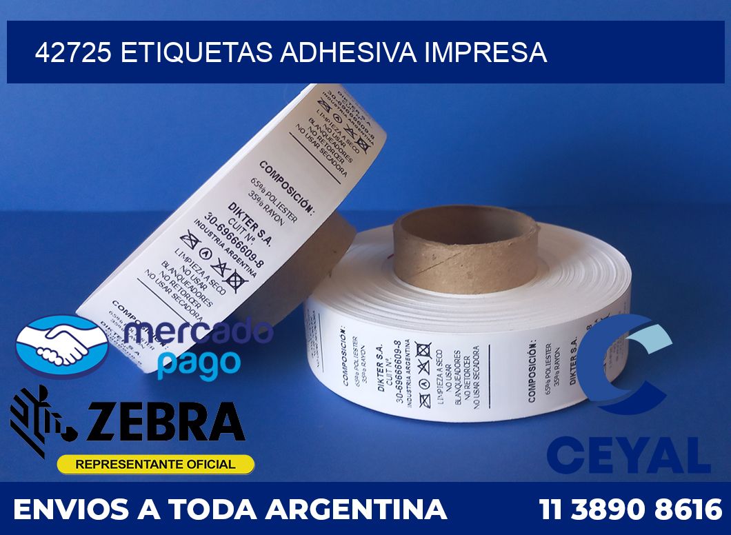 42725 etiquetas adhesiva impresa