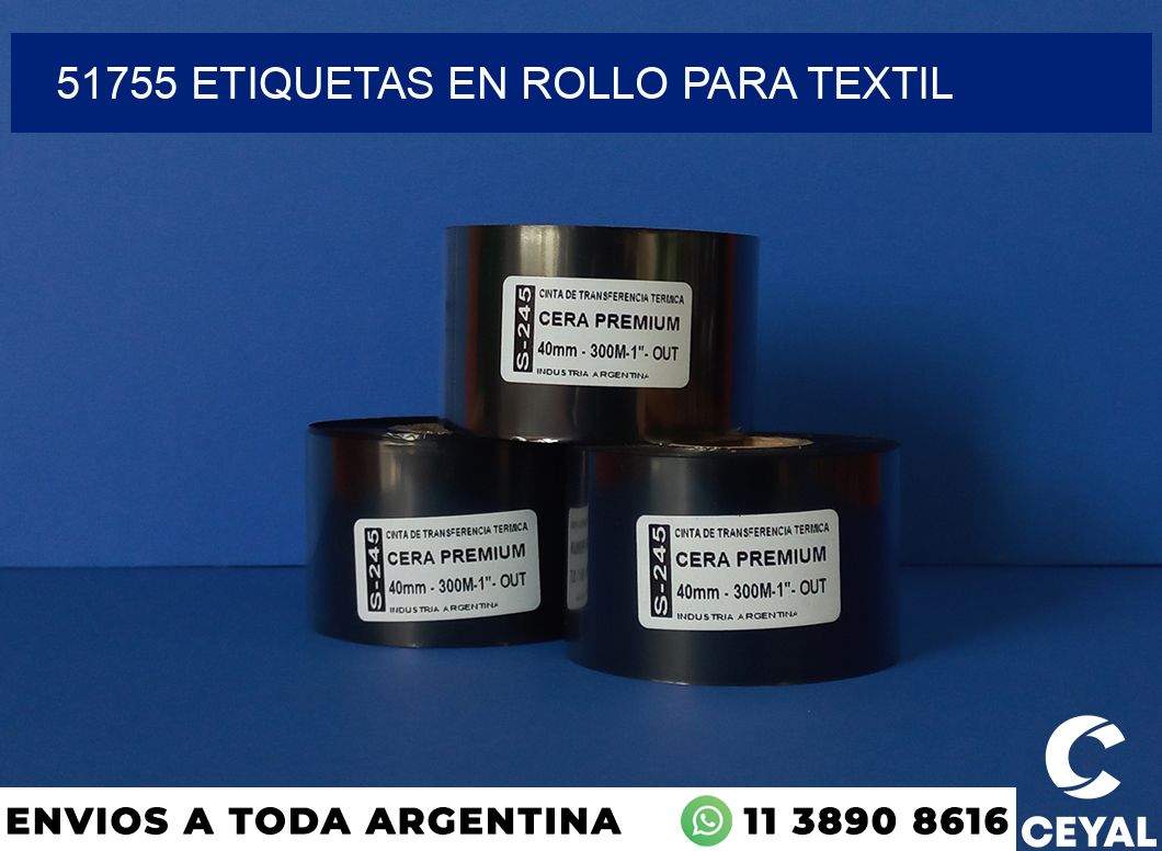 51755 etiquetas en rollo para textil