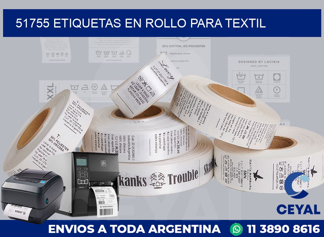 51755 etiquetas en rollo para textil