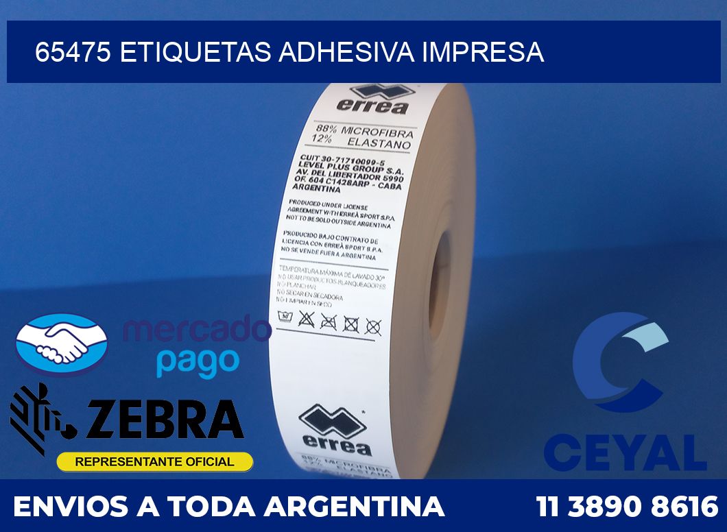 65475 etiquetas adhesiva impresa