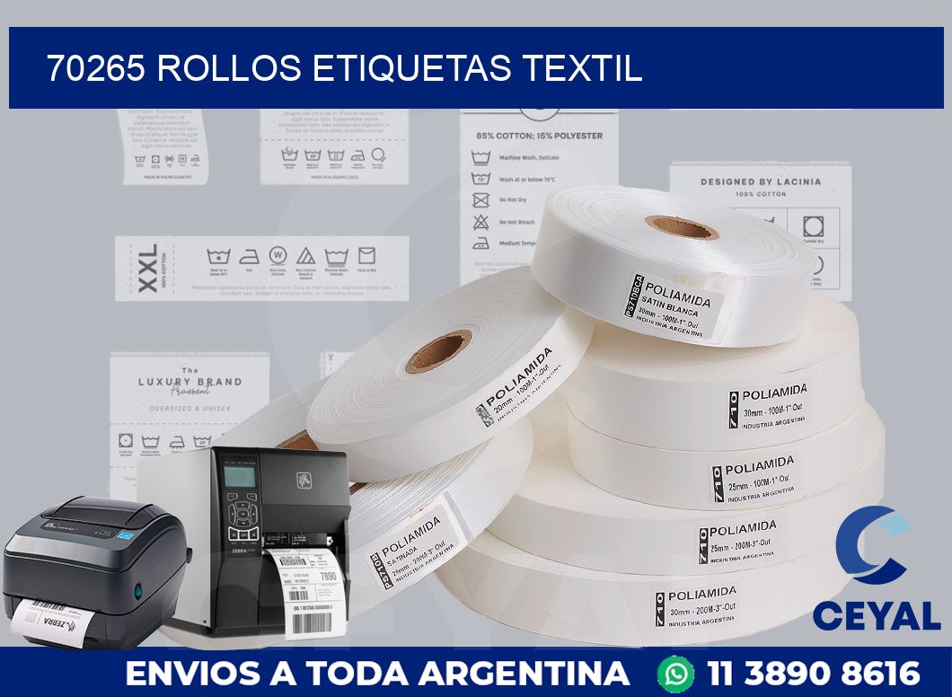 70265 rollos etiquetas textil