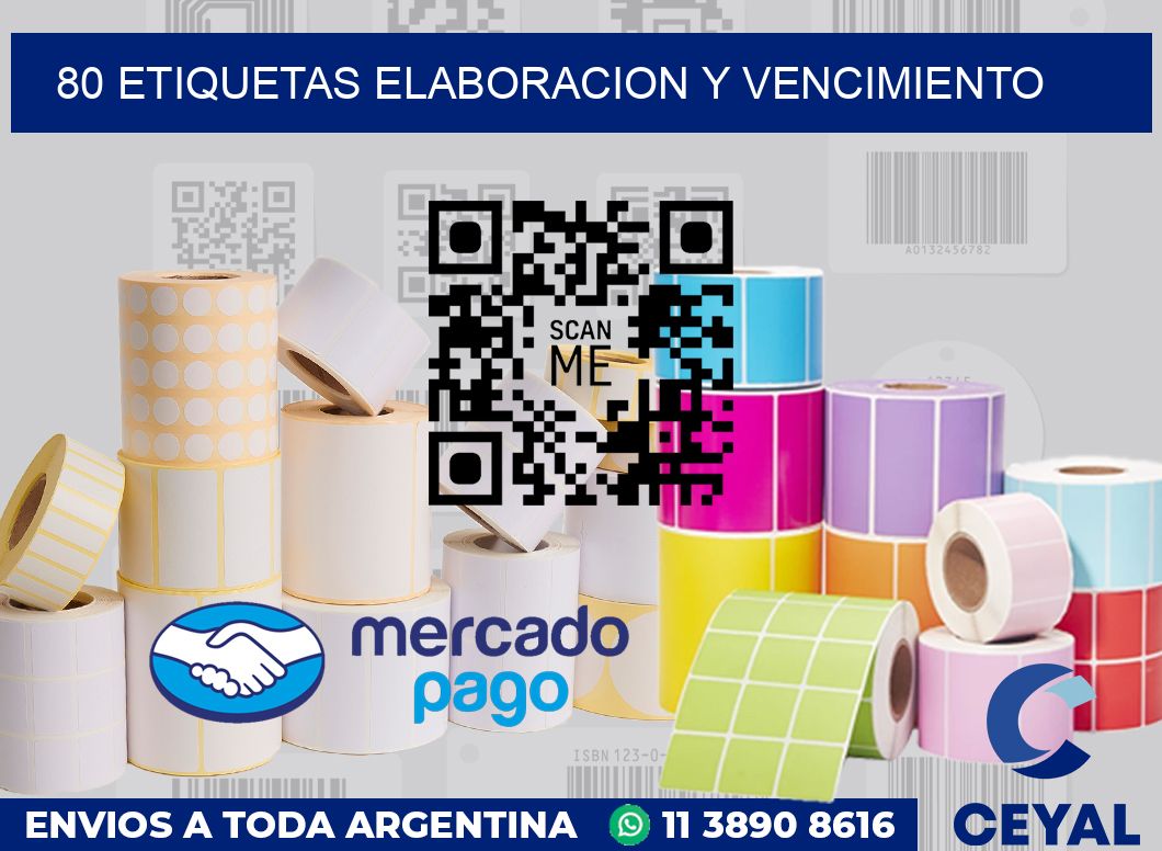 80 Etiquetas elaboracion y vencimiento