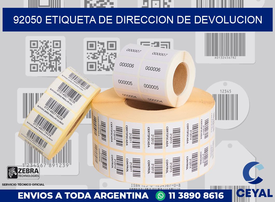 92050 Etiqueta de direccion de devolucion