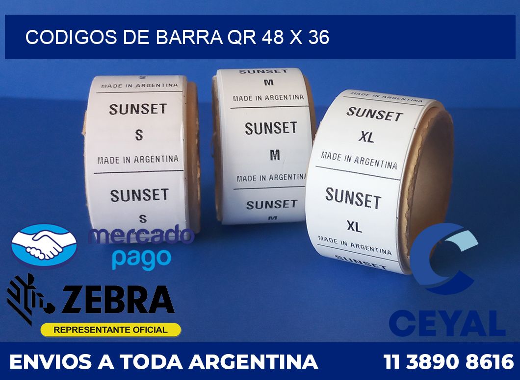 Codigos de barra QR 48 x 36