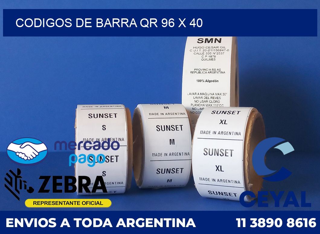 Codigos de barra QR 96 x 40
