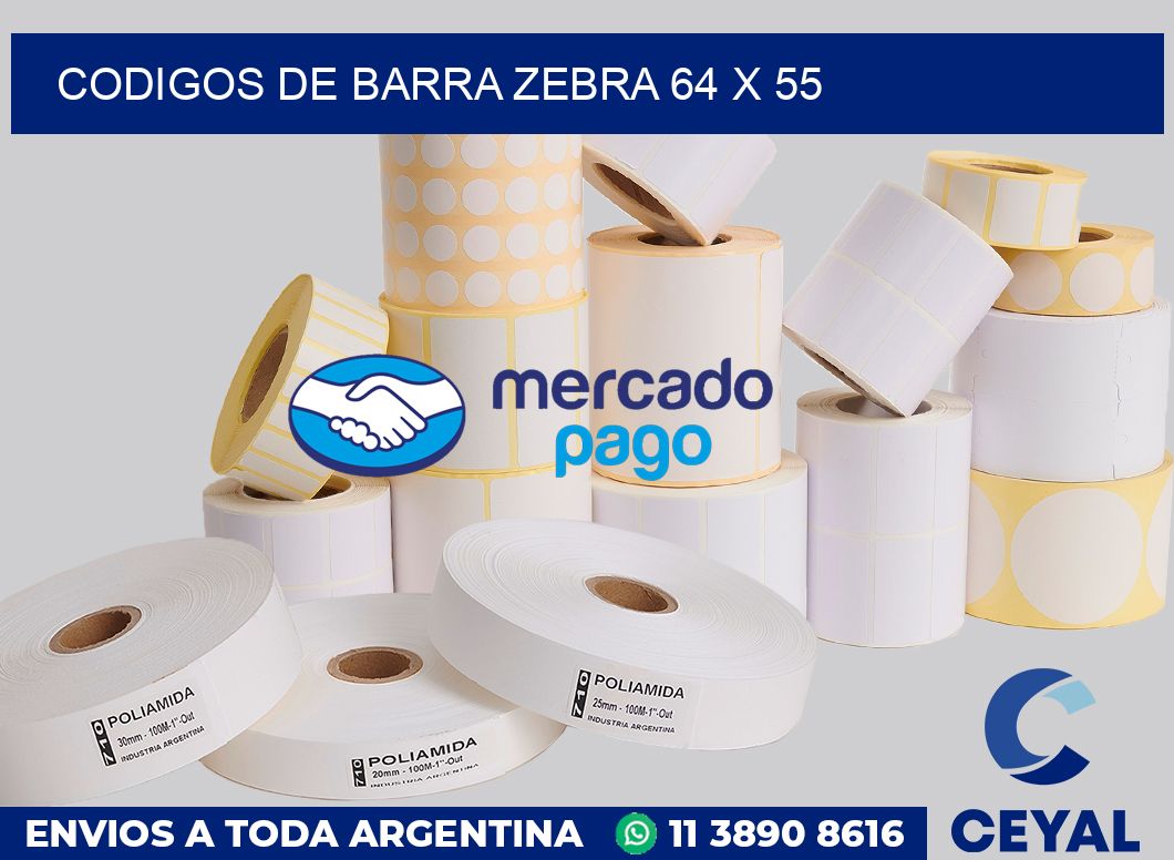 Codigos de barra Zebra 64 x 55