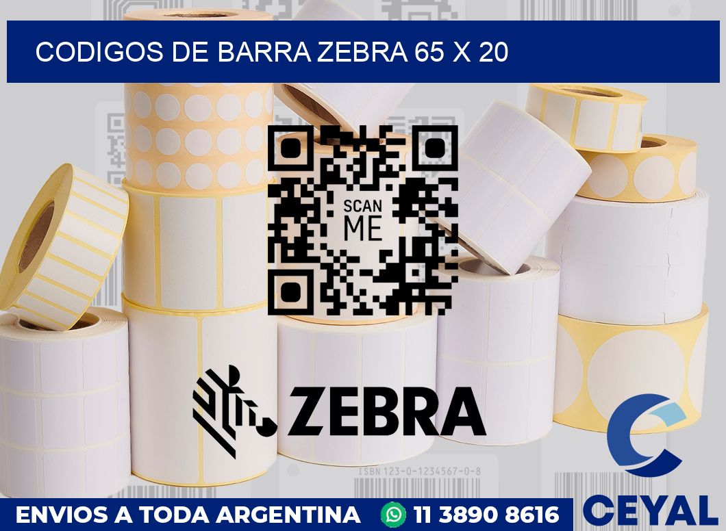 Codigos de barra Zebra 65 x 20