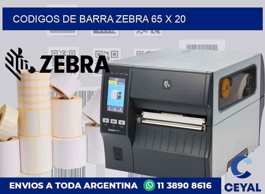 Codigos de barra Zebra 65 x 20