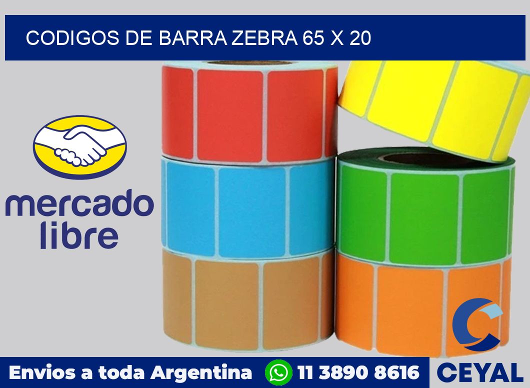 Codigos de barra Zebra 65 x 20