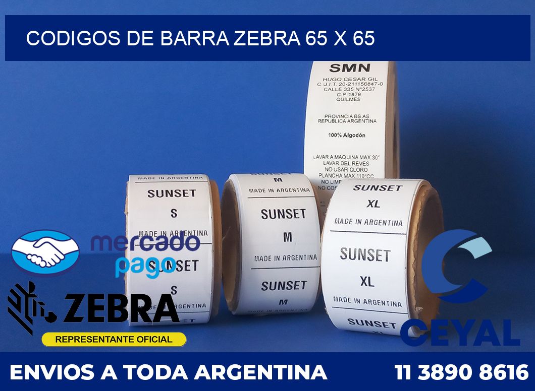 Codigos de barra Zebra 65 x 65