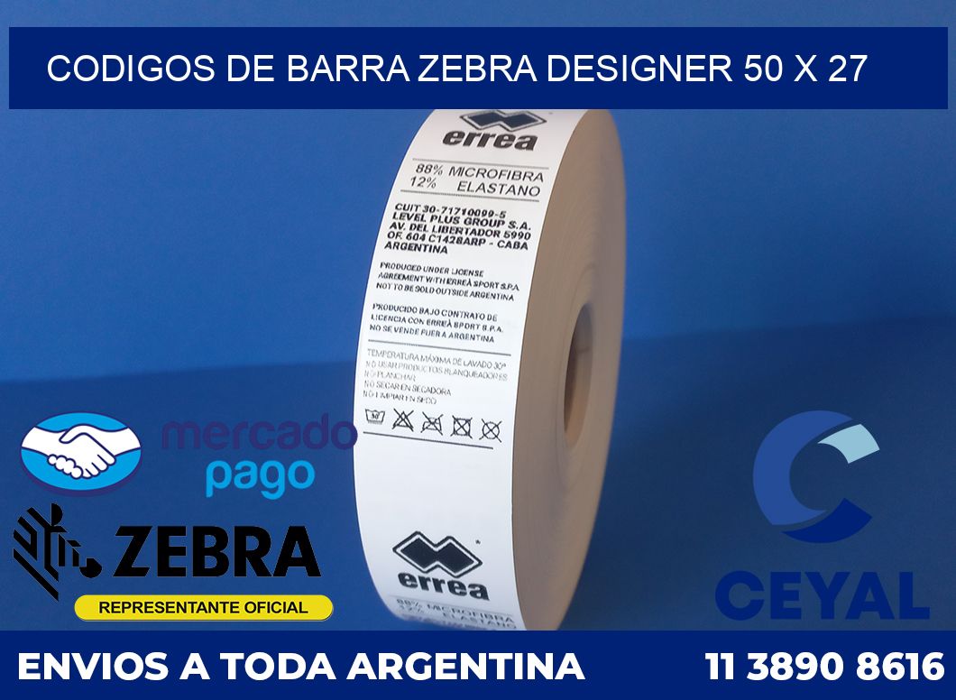 Codigos de barra Zebra designer 50 x 27