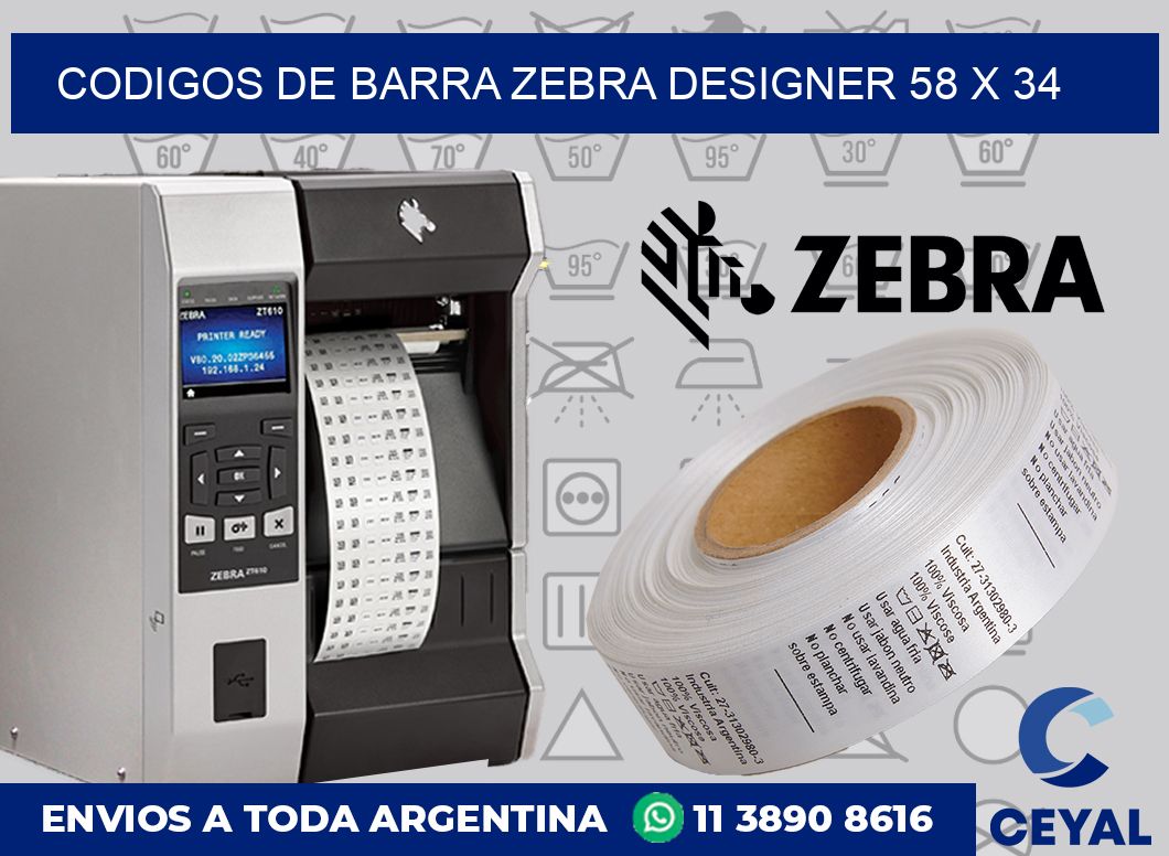 Codigos de barra Zebra designer 58 x 34