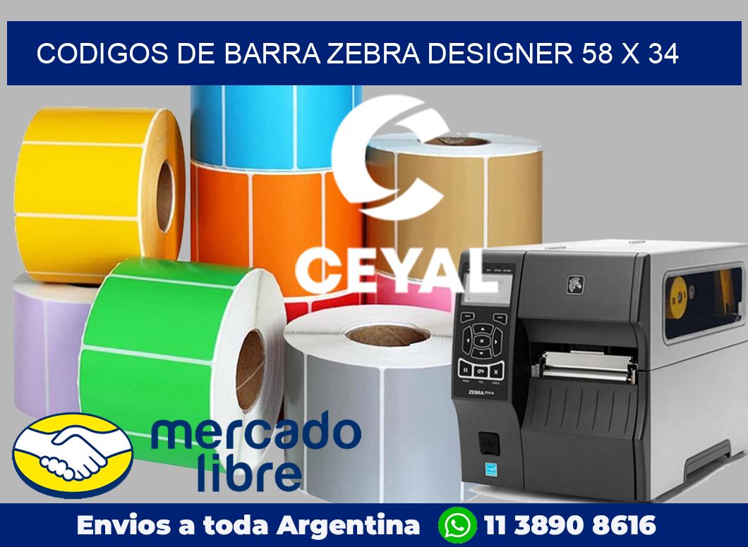 Codigos de barra Zebra designer 58 x 34