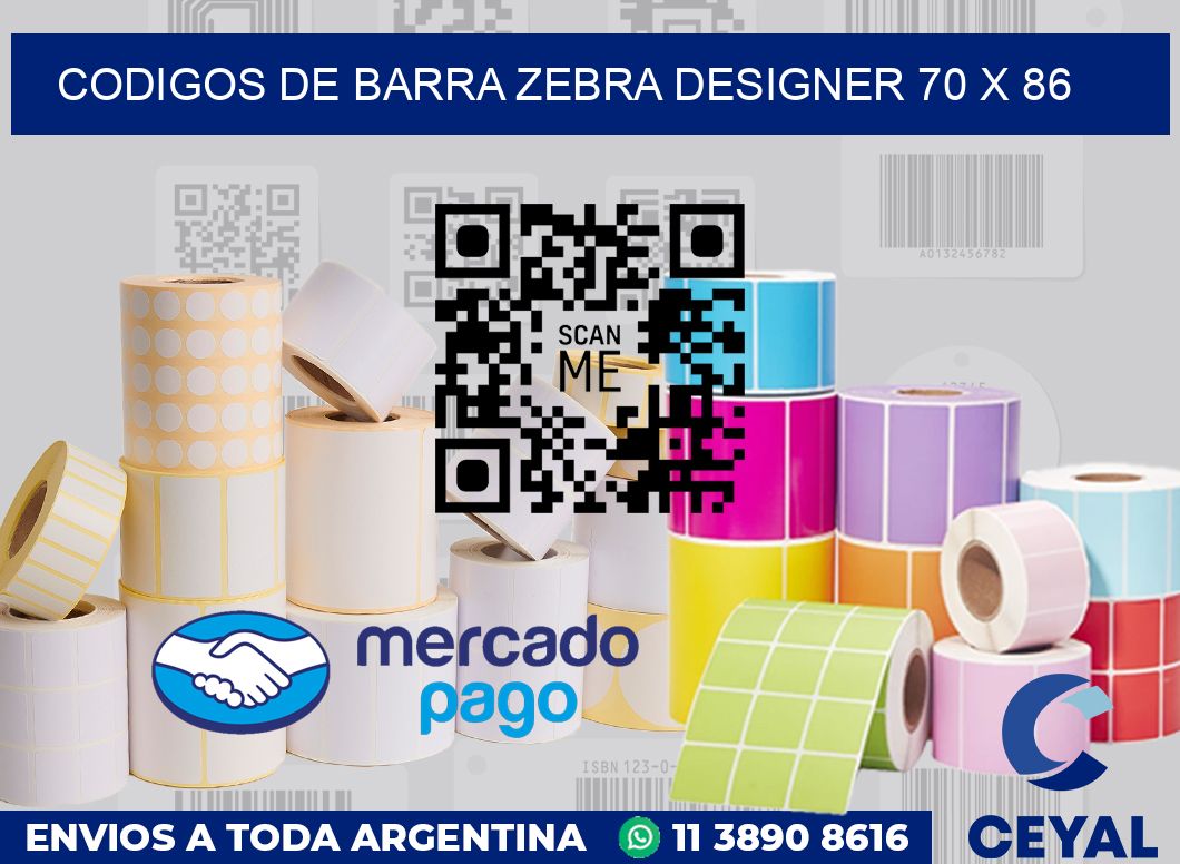 Codigos de barra Zebra designer 70 x 86