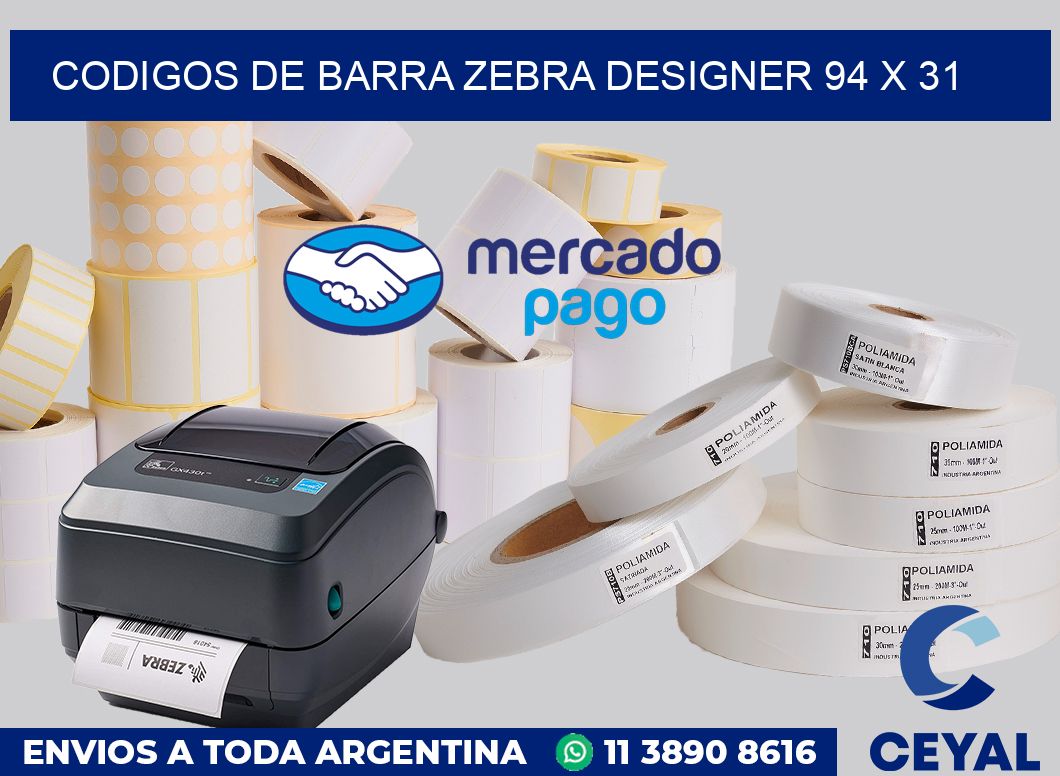 Codigos de barra Zebra designer 94 x 31