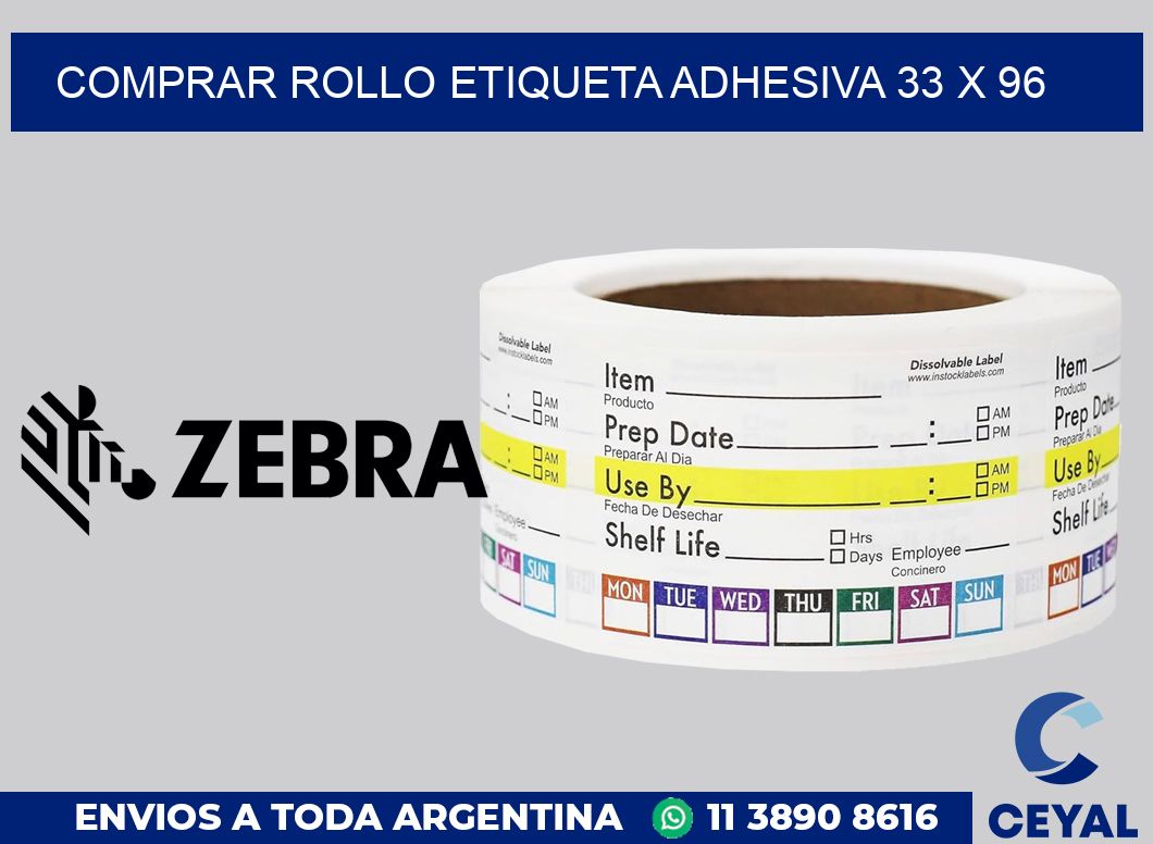 Comprar rollo etiqueta adhesiva 33 x 96