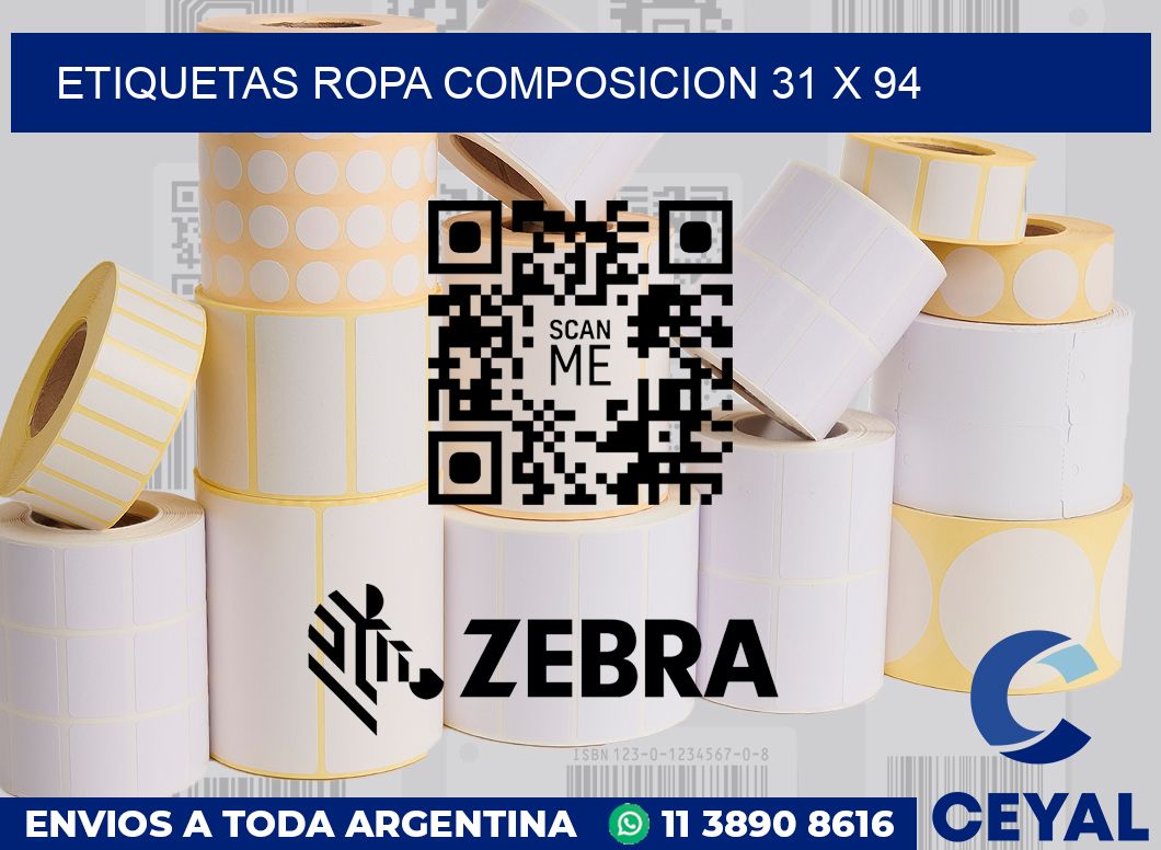 Etiquetas ropa composicion 31 x 94