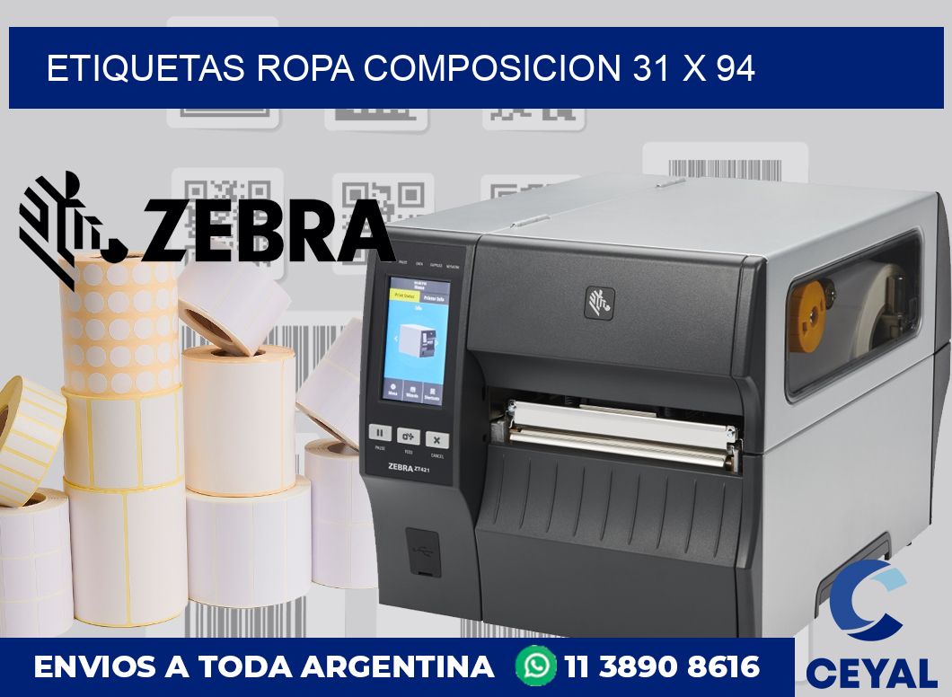 Etiquetas ropa composicion 31 x 94