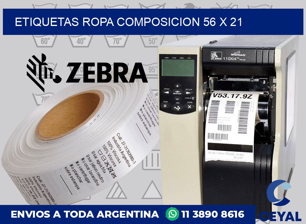 Etiquetas ropa composicion 56 x 21