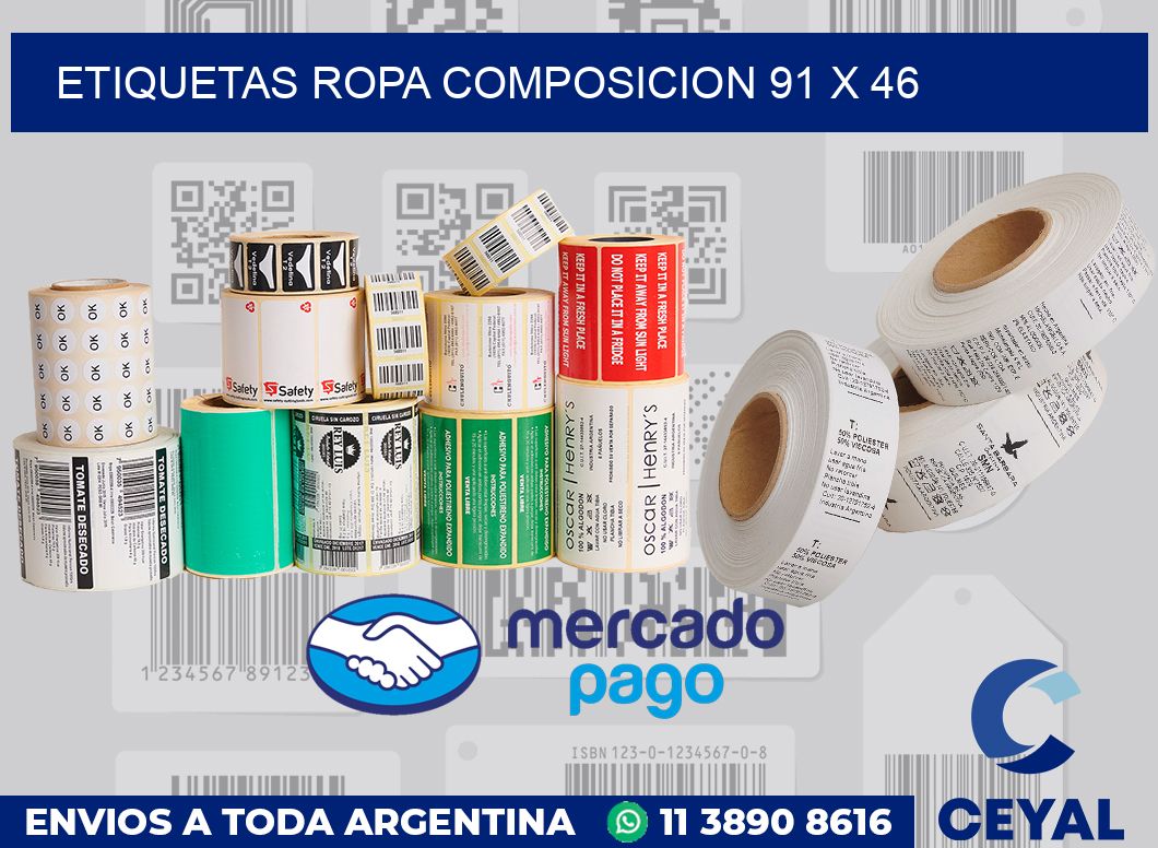 Etiquetas ropa composicion 91 x 46